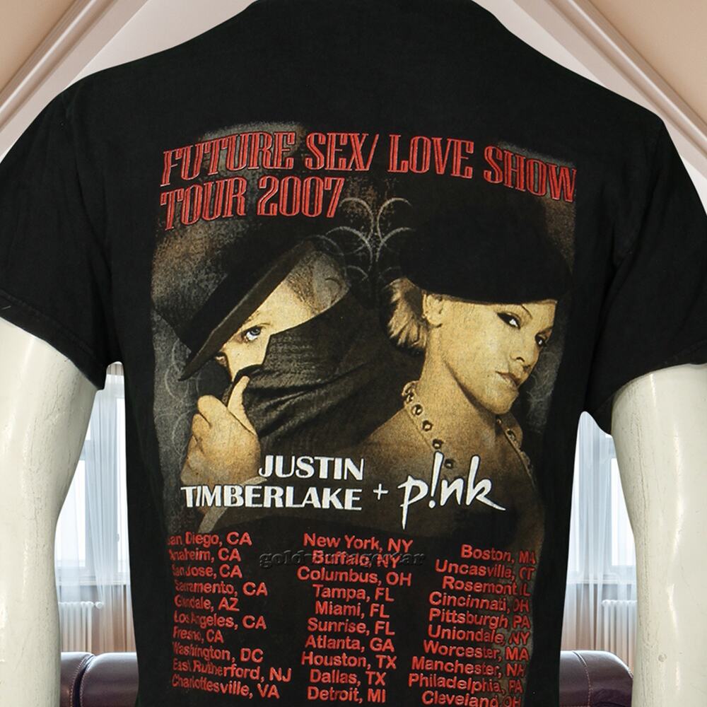 Y2K Vintage Justin Timberlake Pink Tour 2007 Future Sex Love Show Rap T Shirt